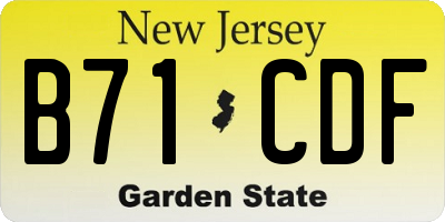 NJ license plate B71CDF