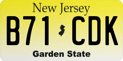 NJ license plate B71CDK
