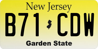 NJ license plate B71CDW