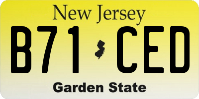 NJ license plate B71CED