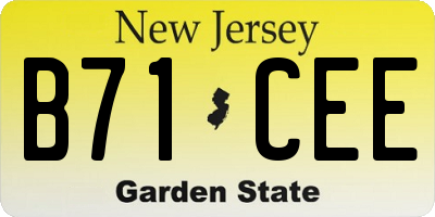 NJ license plate B71CEE
