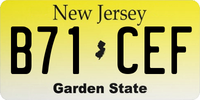 NJ license plate B71CEF