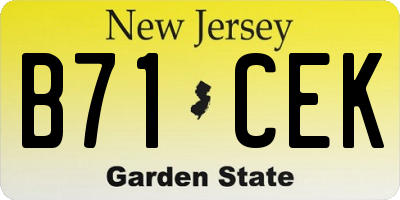 NJ license plate B71CEK
