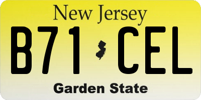 NJ license plate B71CEL