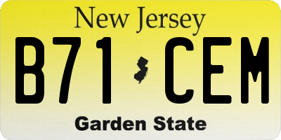 NJ license plate B71CEM