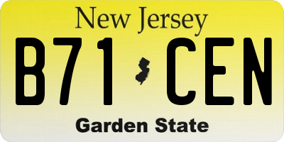 NJ license plate B71CEN