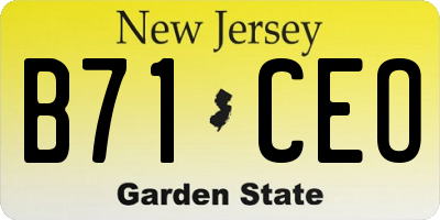 NJ license plate B71CEO