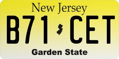 NJ license plate B71CET