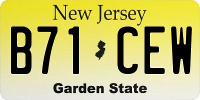 NJ license plate B71CEW