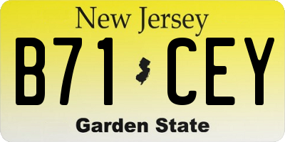 NJ license plate B71CEY