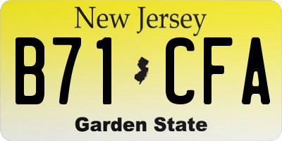 NJ license plate B71CFA