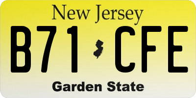 NJ license plate B71CFE