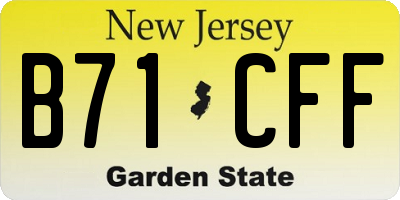 NJ license plate B71CFF