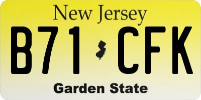 NJ license plate B71CFK