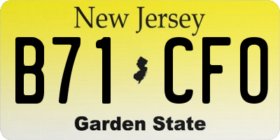 NJ license plate B71CFO