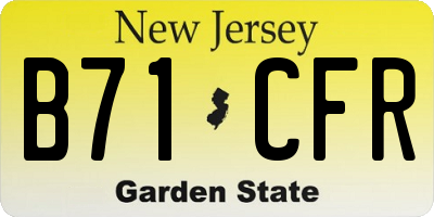 NJ license plate B71CFR