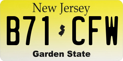 NJ license plate B71CFW