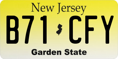 NJ license plate B71CFY