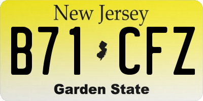 NJ license plate B71CFZ