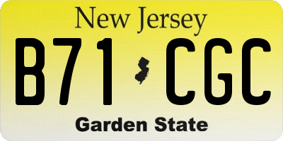NJ license plate B71CGC