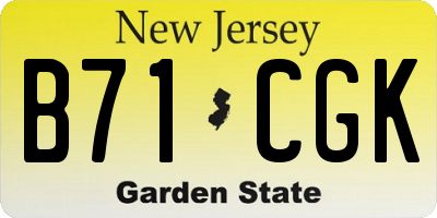 NJ license plate B71CGK
