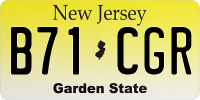 NJ license plate B71CGR