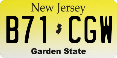 NJ license plate B71CGW