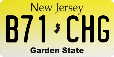 NJ license plate B71CHG