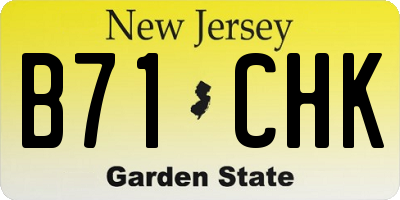 NJ license plate B71CHK