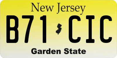 NJ license plate B71CIC
