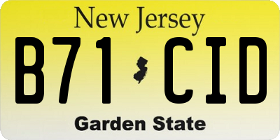NJ license plate B71CID