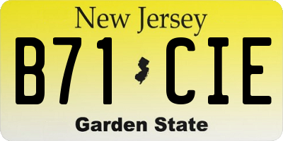 NJ license plate B71CIE