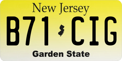 NJ license plate B71CIG