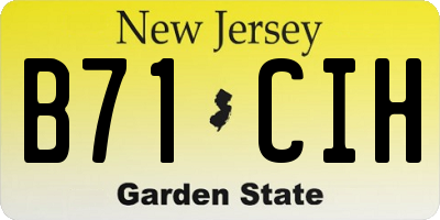 NJ license plate B71CIH