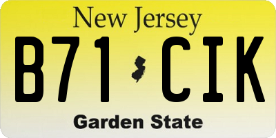 NJ license plate B71CIK
