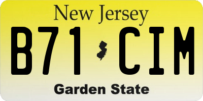 NJ license plate B71CIM