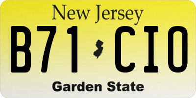 NJ license plate B71CIO