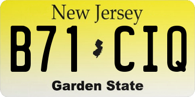 NJ license plate B71CIQ