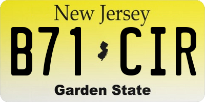 NJ license plate B71CIR