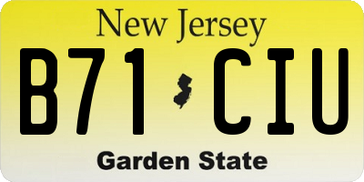 NJ license plate B71CIU