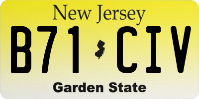NJ license plate B71CIV