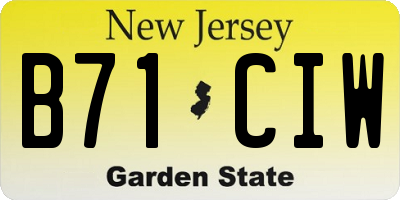 NJ license plate B71CIW