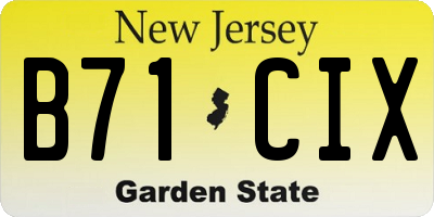 NJ license plate B71CIX