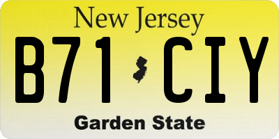 NJ license plate B71CIY