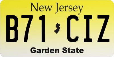 NJ license plate B71CIZ