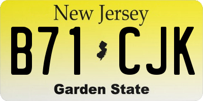 NJ license plate B71CJK