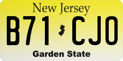 NJ license plate B71CJO