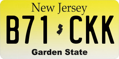 NJ license plate B71CKK