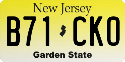 NJ license plate B71CKO