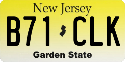 NJ license plate B71CLK